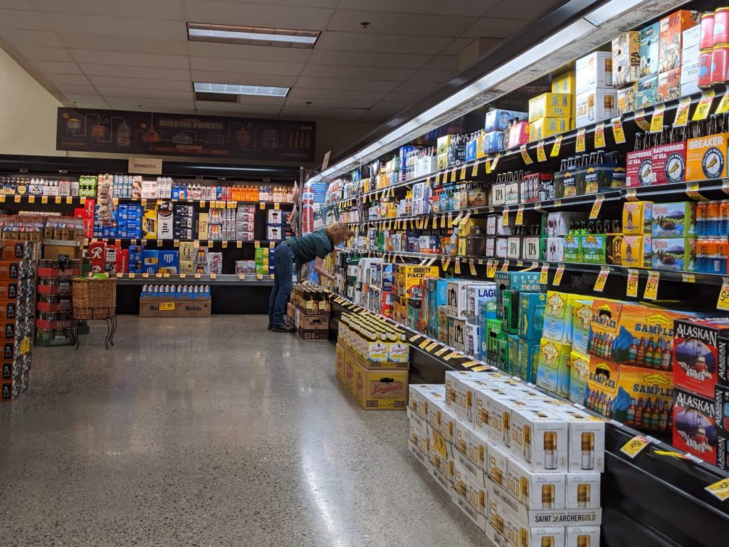 German Beer shelves of a liquor store in Brisbane