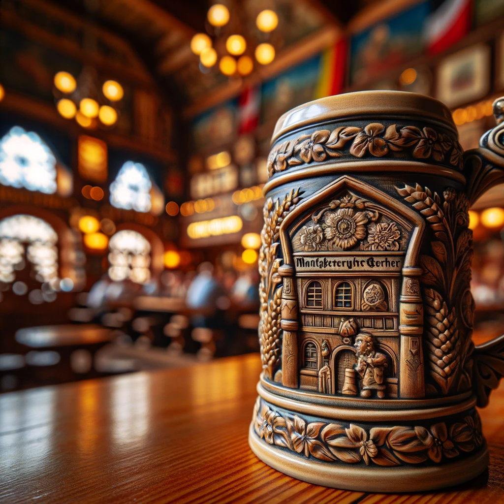 Close-up of a Handcrafted German Beer Stein